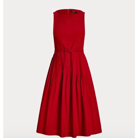 Ralph Lauren Size 4 Red Belted Taffeta Cocktail Dress Missing Belt - Picture 1 of 7